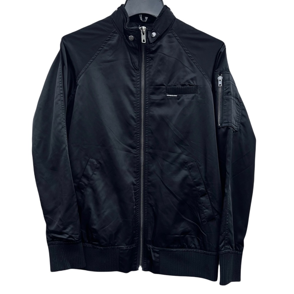 Members Only Jacket Bomber Glossy Full Zip Mock Neck Moto Utility Like New XS